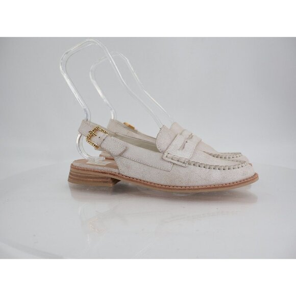 Dolce Vita Hardi Penny Loafer Slingback LowHeel White Crinkled Leather Size 8 - Picture 2 of 12